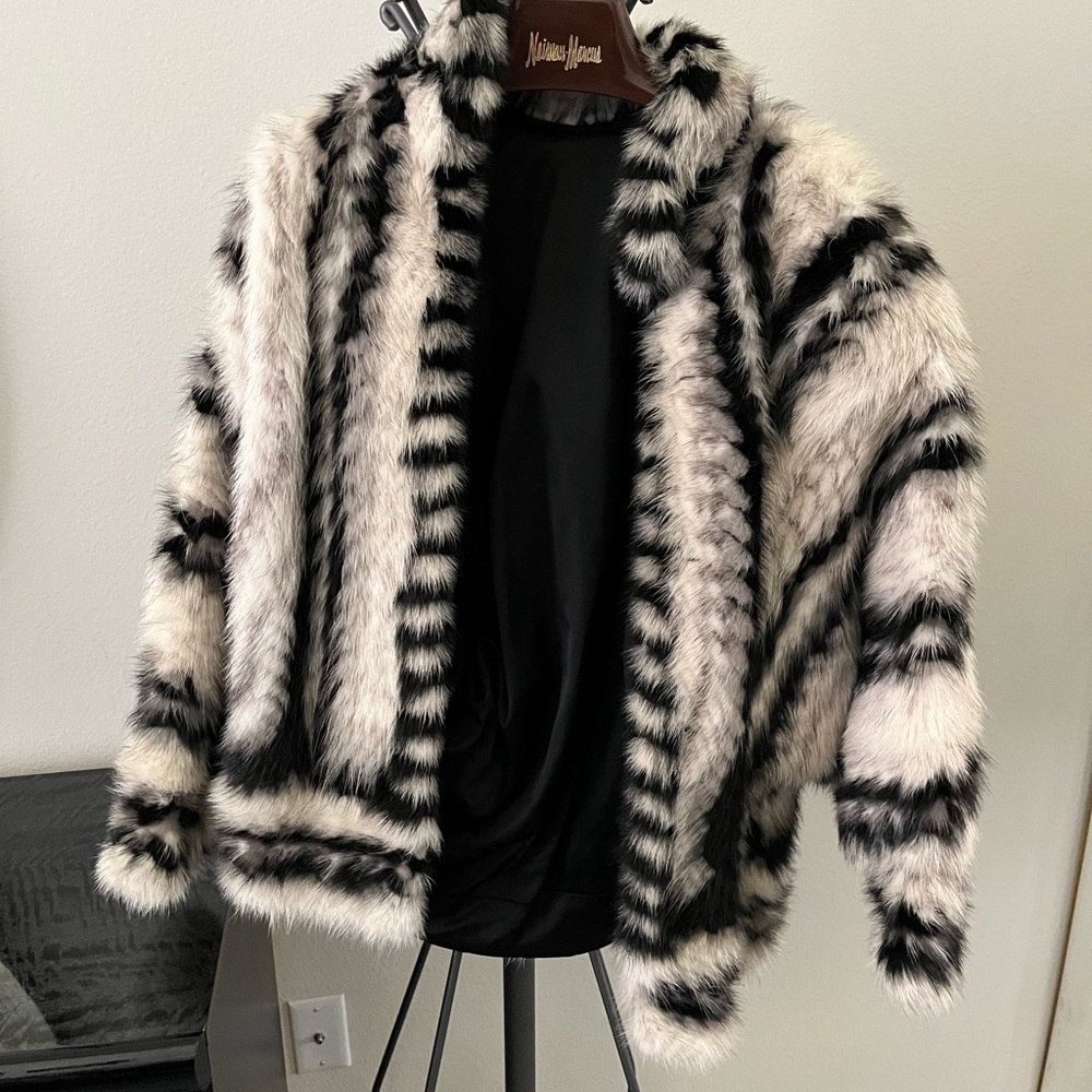 Black and White Vintage Mink Fur Jacket
